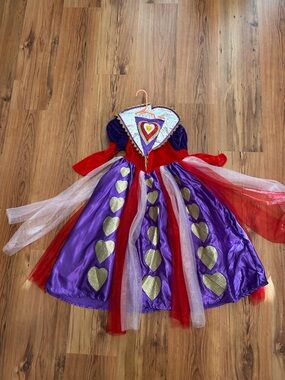 Purple & Red Hearts Princess Dress for Kids soft velvet upper for hours of play